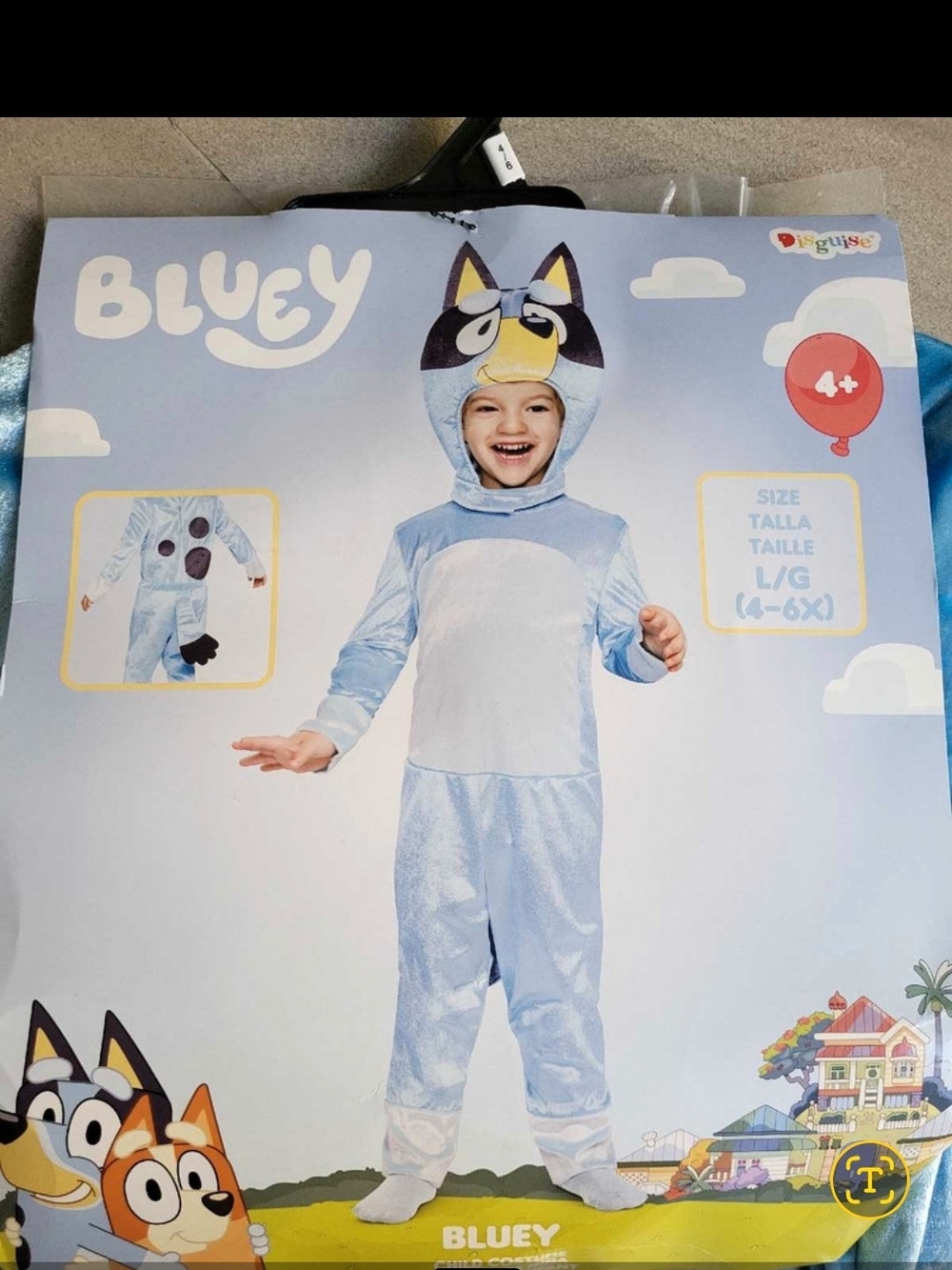 Bluey Light Blue and White Kids Character Costume - Hooded Onesie